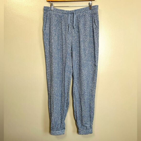 Como Vintage pull on polka dot pajama joggers size large blue white lounge wear - Picture 1 of 5